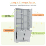 Bathroom Storage Cabinet with Doors and Drawers, Tilt-Out Laundry Hamper, Multiple Storage Space, 36301140