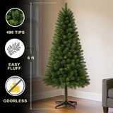 6FT Unlit Artificial Christmas Tree 490 Tips, PVC Full Branches, Classic Green Holiday Tree 62137322