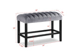 ZUN 1pc Gray Black Counter Height Bench Dining Room Velvet Fabric Upholstery Kitchen Dining Wooden B011P261189