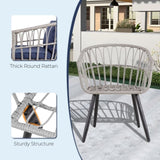 5 Piece Patio Bistro Set with Ottoman, Outdoor Wicker Apartment Balcony Furniture Sets, Rattan Table T2712P305914