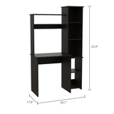 ZUN Black Wengue 6-Shelf Writing Desk with Built-in Bookcase B06280294