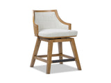 Bahama 26" Cane Rattan High-Back Swivel Counter Stool with Recessed Arms, Two-Tone Neutral Gray B2719P395569