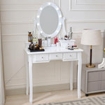 ZUN Makeup Vanity Desk and Stool Set, Vanity Mirror with Lights and Table Set, Small Vanity Table for W2837P197835