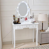 ZUN Makeup Vanity Desk and Stool Set, Vanity Mirror with Lights and Table Set, Small Vanity Table for W2837P197835