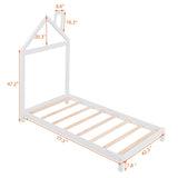 ZUN Twin Size Wood Platform Bed with House-shaped Headboard 02469535