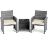 White 3 Pieces Patio Furniture Set with Tempered Glass Coffee 54671304