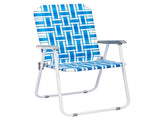 2pcs Steel Tube PP Webbing Bearing 120kg Folding Beach Chair Blue& White Strip 18794766