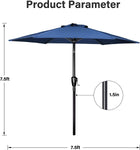 ZUN Simple Deluxe 7.5' Patio Outdoor Table Market Yard Umbrella with Push Button Tilt/Crank, 6 Sturdy 91717536