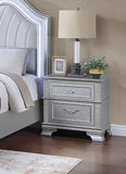 Elegance Gray Finish 2-Drawers Nightstand Decorative Glitter Front 1pc Bedside Table Bedroom B011P308559