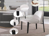 Set of 2 Beige Armless Dining Chairs, Chenille Upholstered Ergonomic Curved Backrest with Sturdy W5739P464651