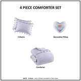 Tassel Comforter Set with Heart Shaped Throw Pillow Full/Queen B035P294223