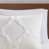 3 Piece Tufted Cotton Chenille Geometric Comforter Set Off-White King/Cal King B03597080