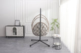 Outdoor egg-shaped hanging chair with stand, patio wicker swing egg-shaped indoor rocking W2500P288868
