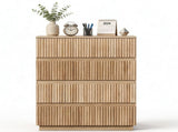 Handleless Grille-Finished 4-Drawer Bedside Table P2 Particleboard MDF & Melamine Veneer 74317864