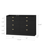 ZUN 8 Drawer Double Dresser for Bedroom with LED, Modern Dressers Chest of Drawers with Fluted Panel, W1321P201215