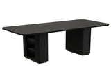 70.9" Rectangular Dining Table for 6 People, Fluted Panel Legs with 2 Side Storage Cabinets, MDF 02706775