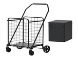 Shopping Cart with Shelf,Grocery Cart on Wheels, Foldable Utility Shopping Carts with Double Basket 85345165