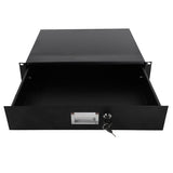 ZUN 19" 2U Steel Plate DJ Drawer Equipment Cabinet with Keys Black 19646401