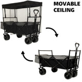 480Lbs Collapsible Wagon with Canopy,Wagon Stroller with 7" All-Terrain Wheels, Lightweight Foldable 28469453