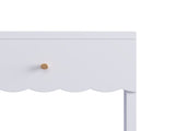 Modern Nightstand with Drawer and Open Shelf,Scalloped Edge Bedside Table for Bedroom, Cute 09977389