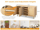 Modern Rattan Shoe Storage Cabinet with 3 Doors and Adjustable Shelves, Accent Cabinet for Living 22364309