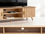 59.05 Inch Low Profile TV Stand - Light Brown Laminate Particle Board Media Console with Double 81964565