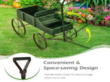 Garden Plant Planter Wooden Wagon Planter W/ Wheel Garden Yard Green 68787629