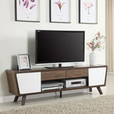 Dark Walnut and Glossy White 2-door TV Console B062P145536