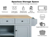 Kitchen Cart with Rubber wood Drop-Leaf Countertop ,Cabinet door internal storage racks,Kitchen 24138755