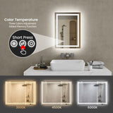 20"*28"LED Bathroom Mirror,Front-Lit and Back-Lit, Stepless Dimmable, 3 Colors CRI90, Brightness T3177P320622