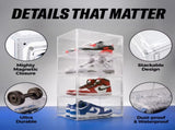 XL Shoe Storage Clear Plastic Stackable Shoe Box with Lids for Sneakers Fits Up to Size 13, 4 pack 44145047