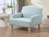 Modern Accent Chair with Retro Wooden Legs & Nailhead Trim, Small Fabric Club Chair, Comfy W3042P262915