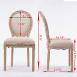 ZUN French Style Solid Wood Frame Linen Fabric Oval Back Dining Chair,Set of 2,Cream W162278981