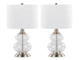 Belle 20" Contemporary Glass Accent Lamp in Clear Wrinkle Glass, Brushed Nickel and White Linen B202P224027
