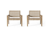 Outdoor Wicker and Acacia Wood Club Chairs, Set of 2, Light Multibrown and Light Brown, 34'' H X 74228.00MLBRN