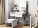 Fashion Vanity Desk with and Lights for Makeup with hair dryer holder and Chair, Vanity 16879326