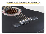 Matte Black 30-inch Round Acoustic Guitar with Picks, Strings, Capo, Case, Tuner, and Strap 42600814