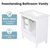 ZUN 30" Bathroom Vanity with Sink, Bathroom Cabinet with A Door, Three Drawers, Solid Wood Legs & MDF N725P195409K