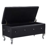Upholstered Storage Ottoman Bench For Bedroom End Of Bed Faux Leather Rectangular Storage Benches W2268P146691