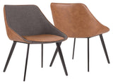 Marche Contemporary Two-Tone Chair in Brown Faux Leather and Grey Fabric - Set of 2 B202P223865