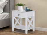Side Intersection Style Bedside Table Coffee Table with Two-layer Drawer White 67677347