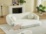 86-inch Curved Convertible Sofa Recliner, 2-in-1 Frameless Folding Sofa Bed with Pull-Out Base and W3505P452816