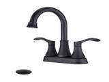 4 inches Centerset Bathroom Faucet 360&deg Swivel Spout, with Pop Up Drain - Matte Black W122470262