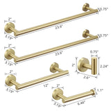 5-Pieces Brushed Nickel Gold Bathroom Accessories Set, Stainless Steel Bathroom Hardware Set, Bath W1932P156145