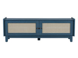 TREXM Boho Rattan Entryway Bench with Storage, Cushioned Shoe Bench with Double Doors, Wooden Shoe N715P308012M