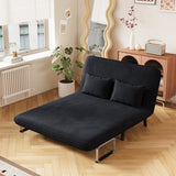 velvet black 55 Convertible Chair Bed, Tri-Fold Sofa Bed with Adjustable Backrest & Pillow, Leisure W1767P192807
