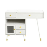 3-in-1 Vanity Desk with Lighted Flip-Top Mirror & Adjustable Cabinet, Makeup Dressing Table with N844P291656A