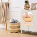 Handmade Woven Foot Stool Natural Water Hyacinth Ottoman for Home Decor & Seating White 70789887