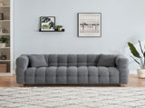 Grey teddy fleece sofa 80 inch discharge in living room bedroom with two throw pillows hardware foot W1278141700