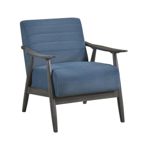 ZUN Casual Transitional Accent Chair 1pc Blue Fabric Upholstery Dark Gray Frame Solid Wood Living Room B011P182646